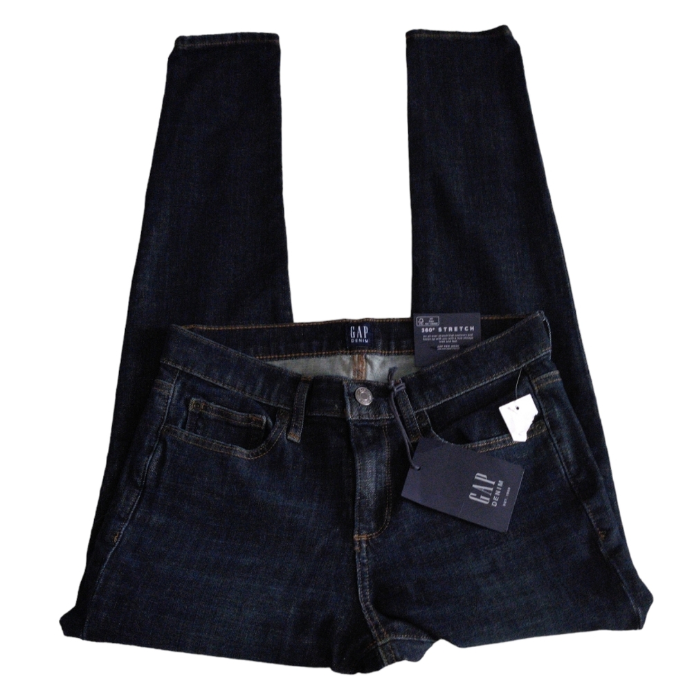 Gap 360° Stretch True Skinny Mid Rise Blue Jeans Womens 27 Short